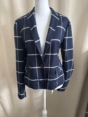 Cupcakes and Cashmere Windowpane Navy Blazer Jacket - Women's Tailored Coat